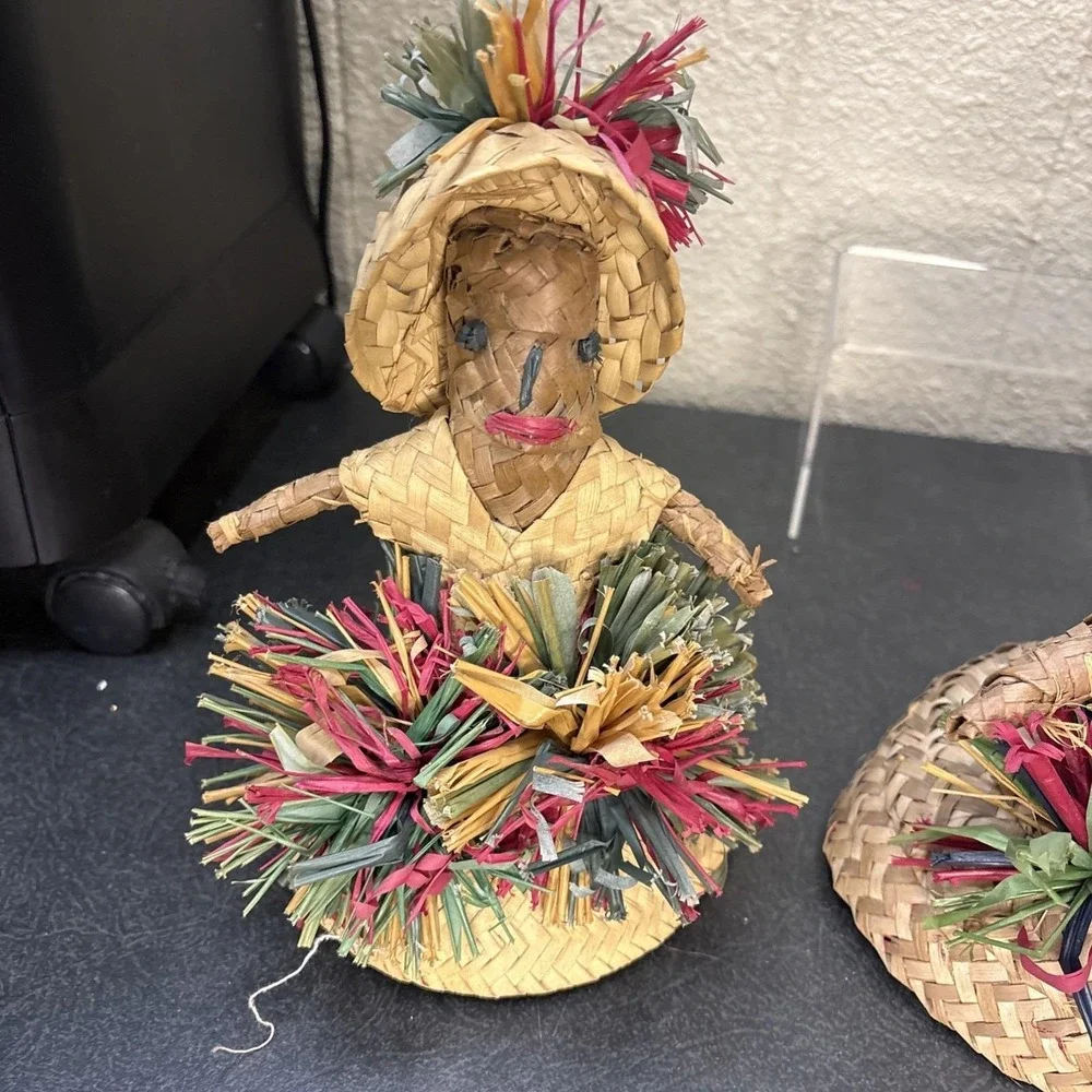 3~Vtg~Woven Straw Dolls~Souvenir from Bahamas